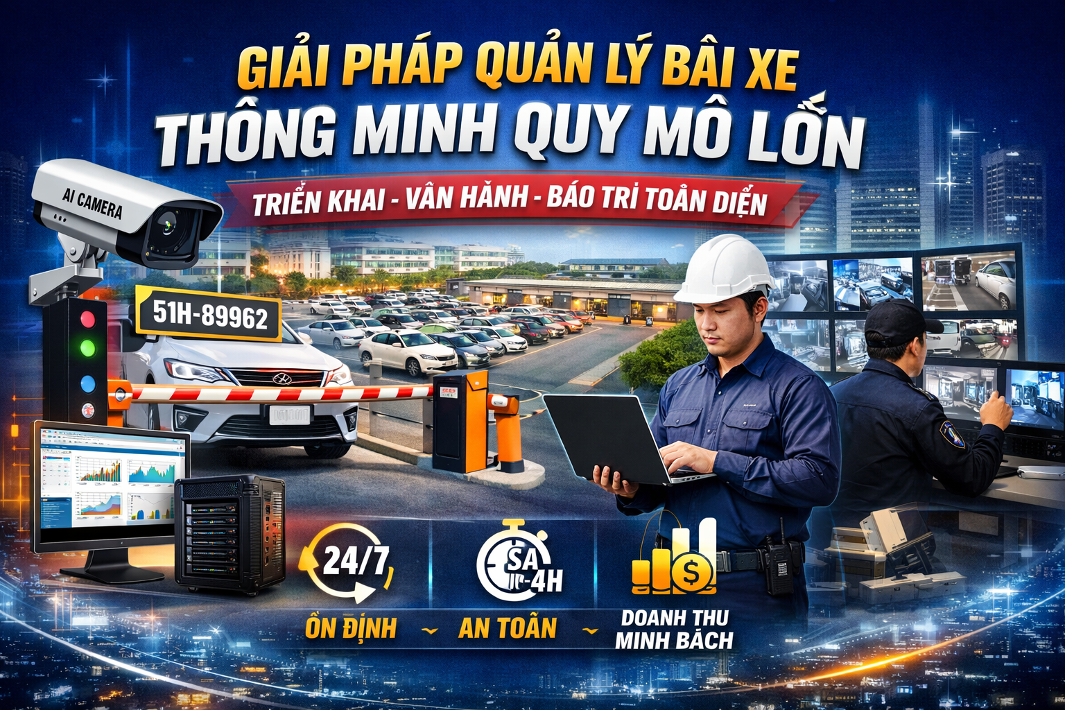 GIẢI PHÁP QUẢN LÝ BÃI XE THÔNG MINH – TỐI ƯU DOANH THU, GIẢM THẤT THOÁT